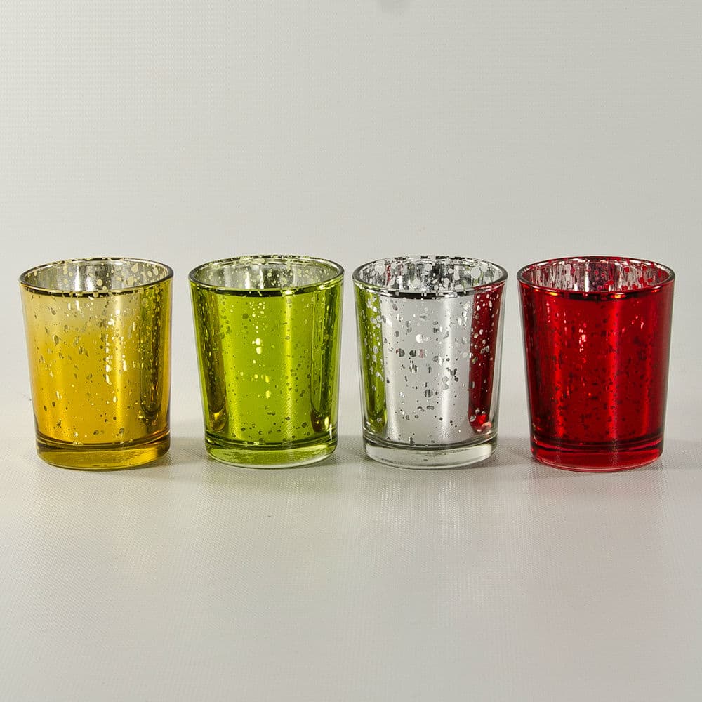 Mercury Glass Antique Finish Tapered Votive Candle Holder