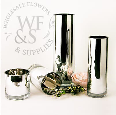 Mirrored Glass Cylinders Vase 15.75" x 5"