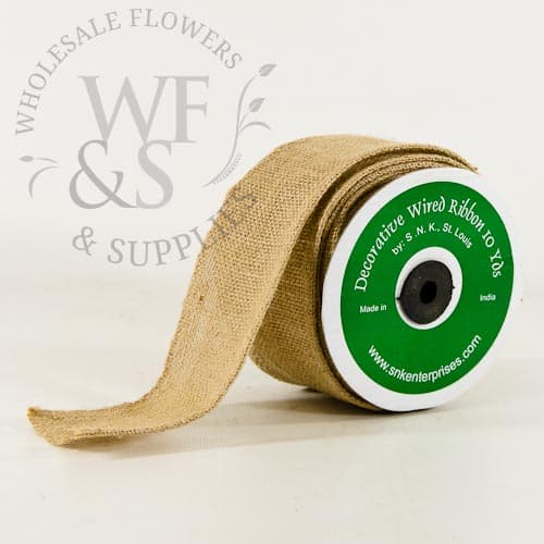 Natural Decorative Burlap Wired Ribbon 10 Yards
