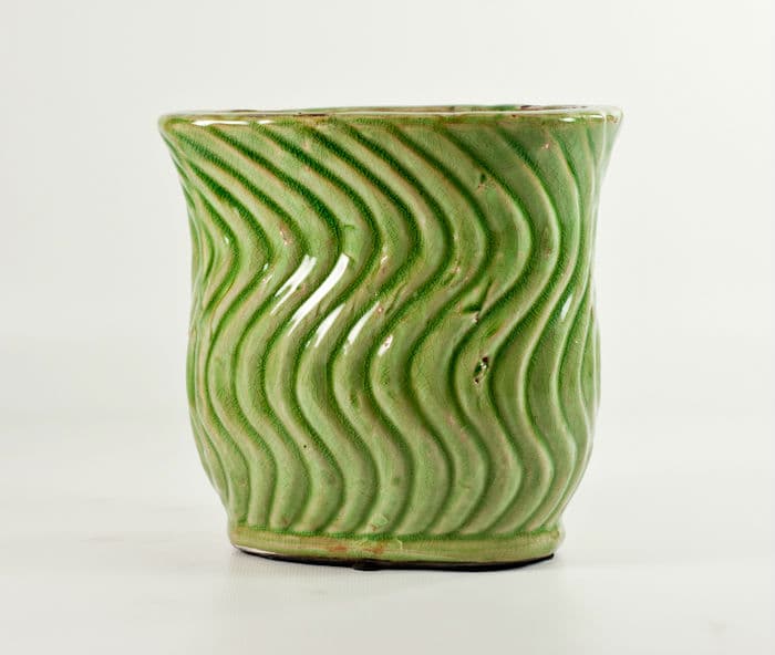 Oval Swirled Ceramic Container
