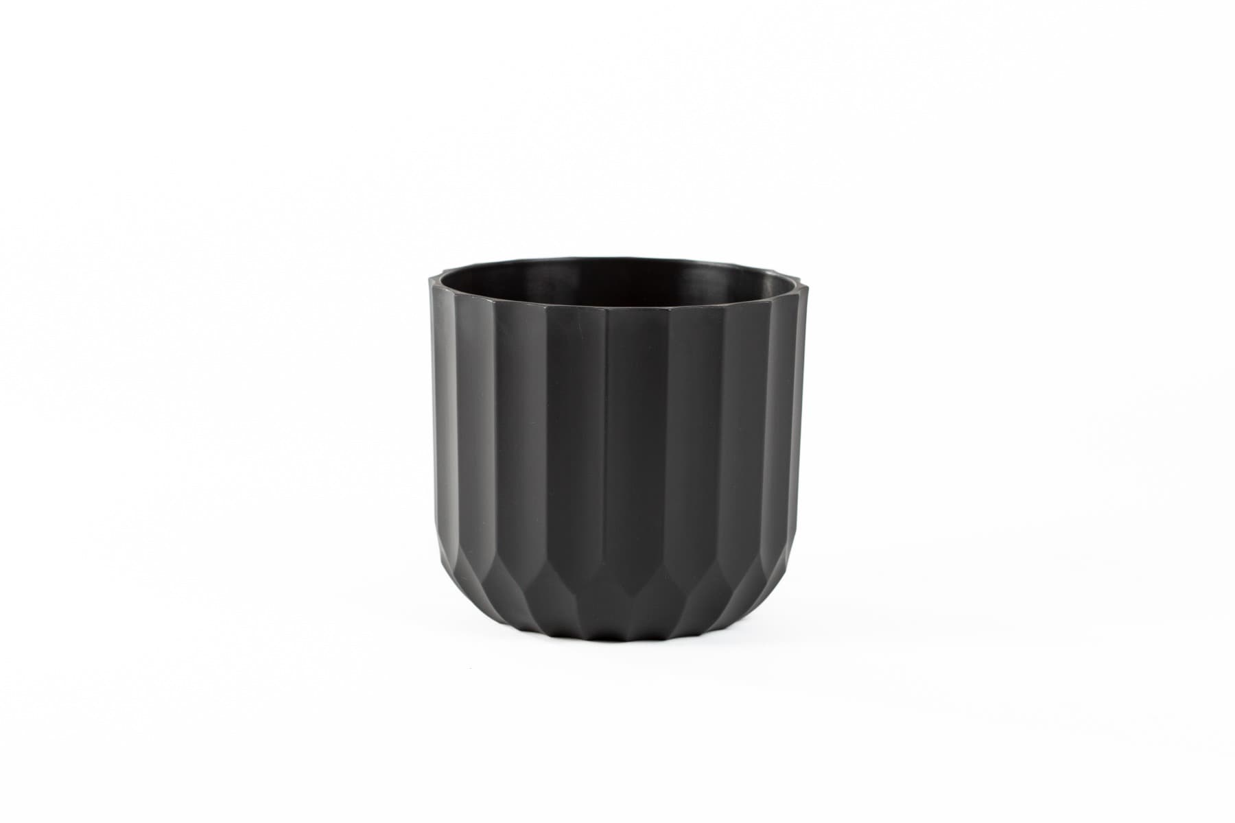 5" Black Carved Plastic Pot