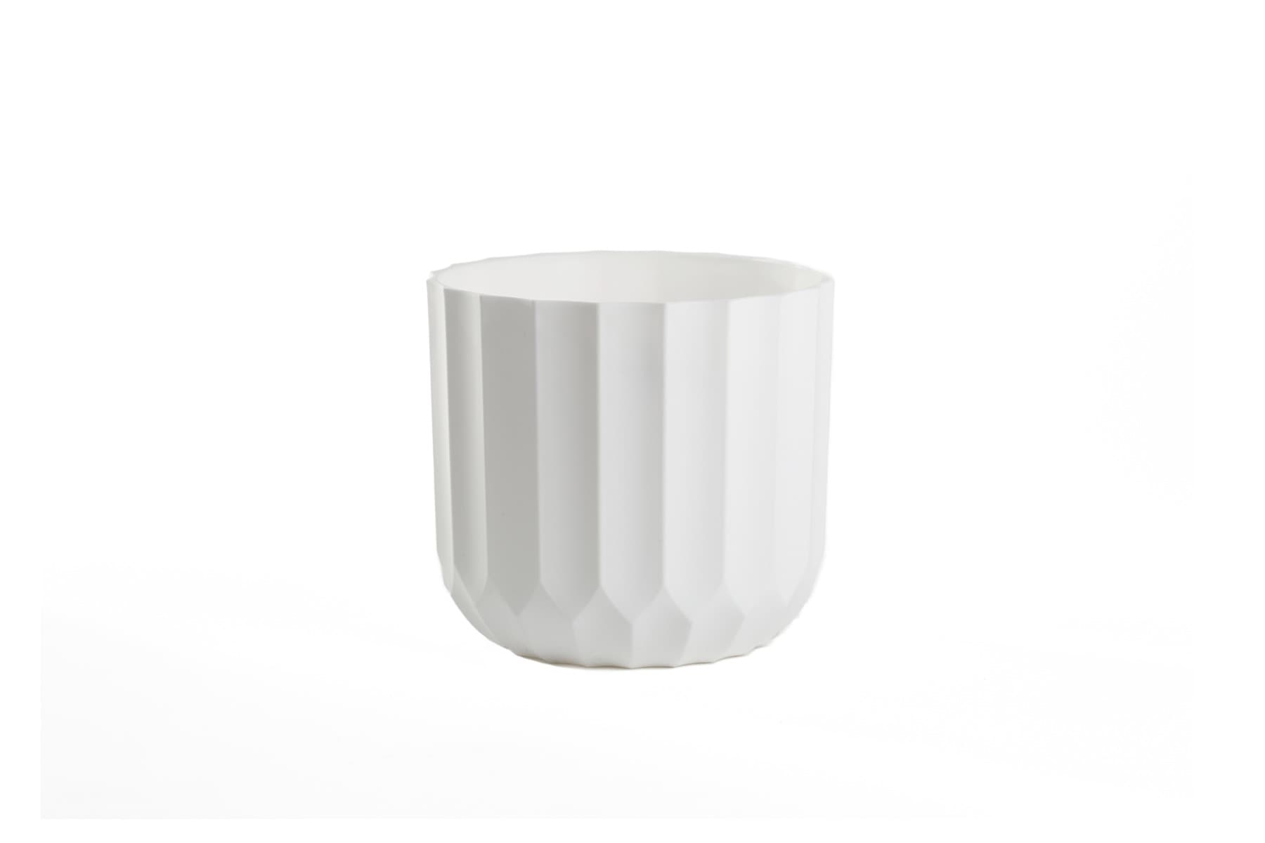 5" White Carved Plastic Pot