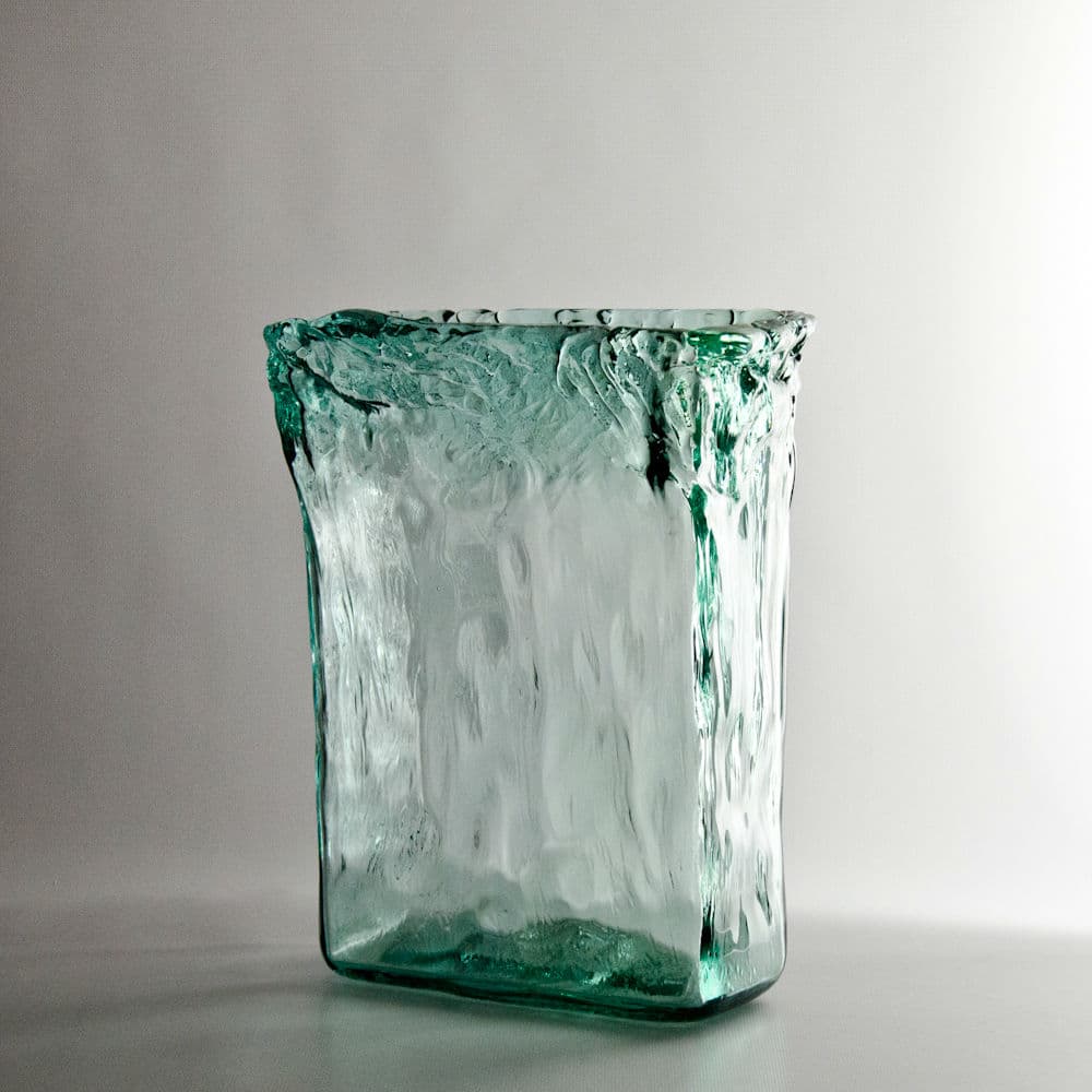 Recycled Glass Tall Rectangle Vase
