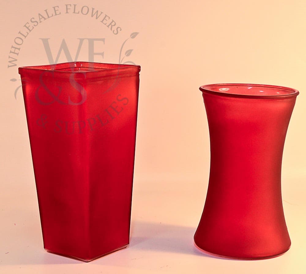 Red Frosted Glass Vases Gathering Vase