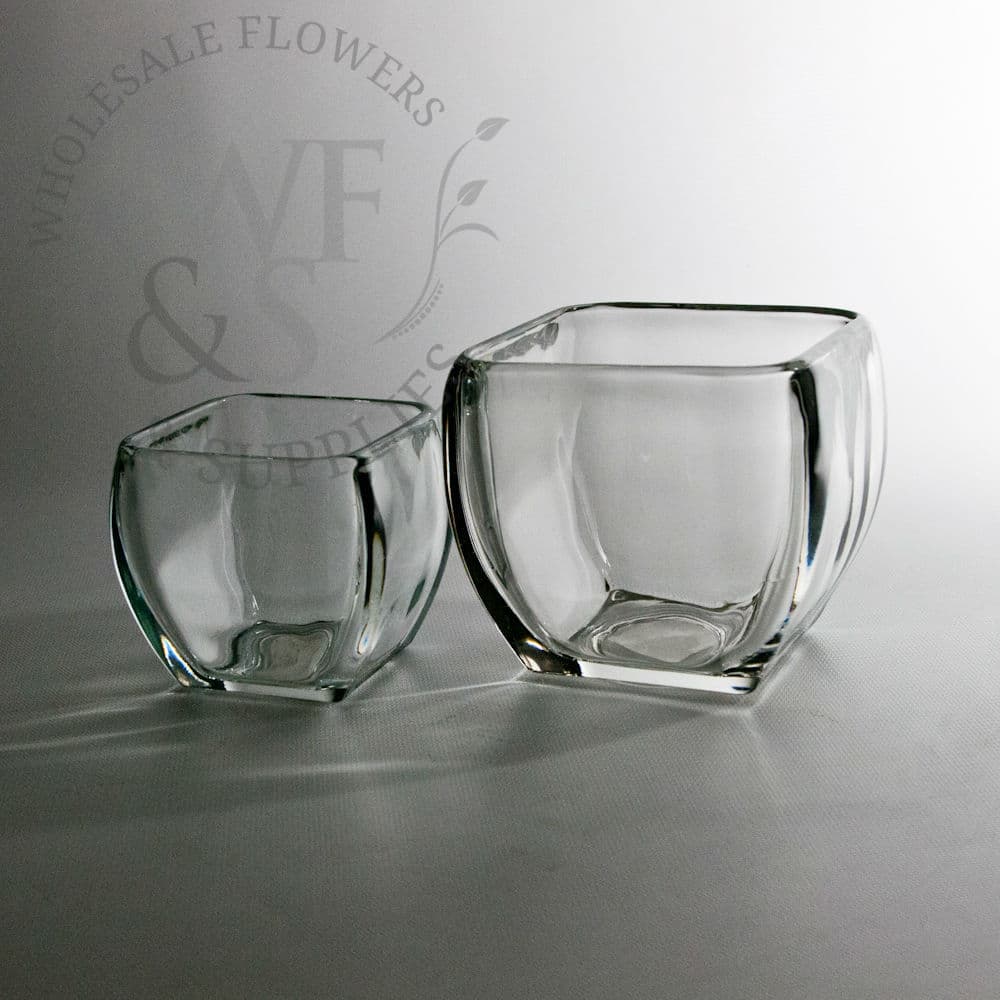 Rounded Square Glass Vase 3.25 x 3.25
