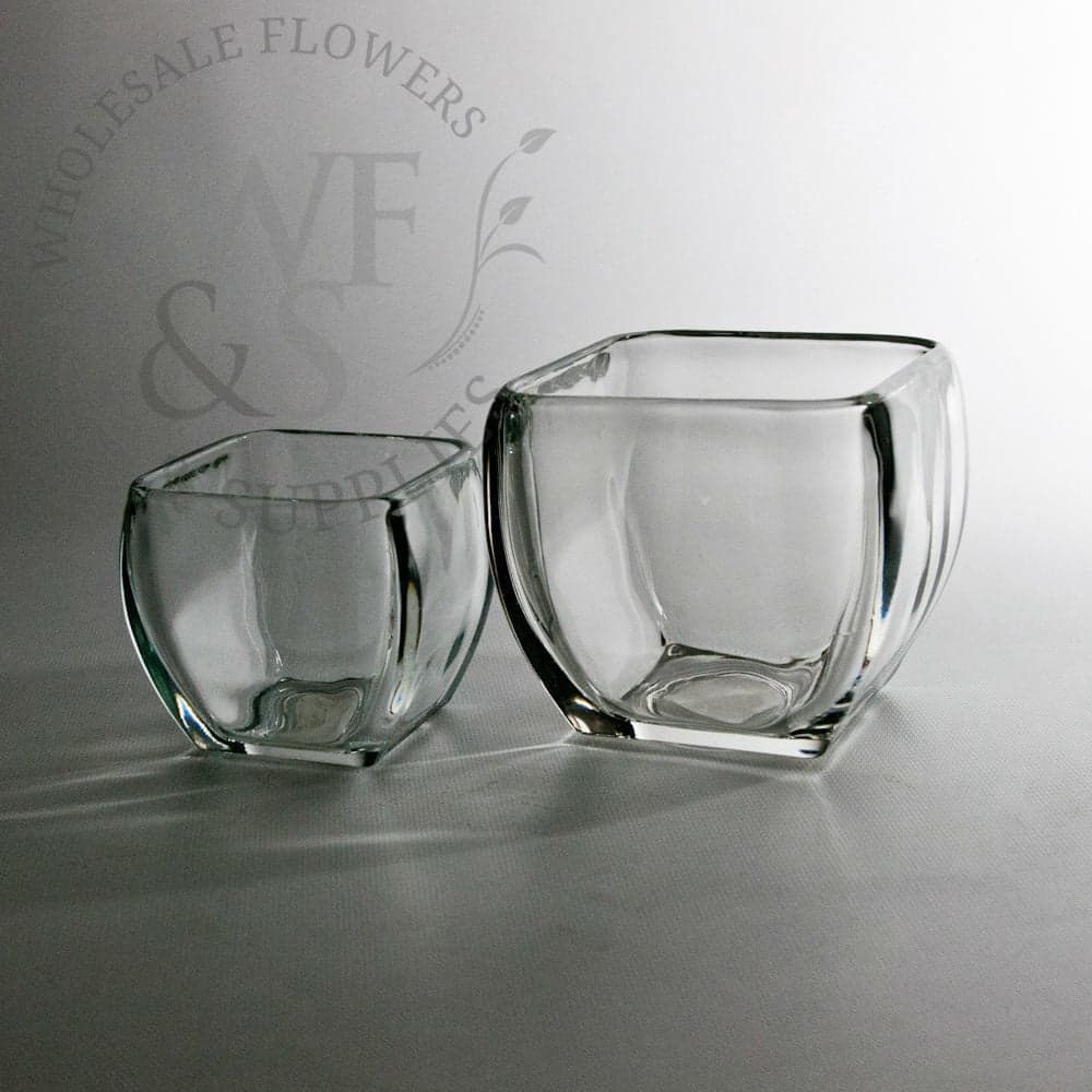 Rounded Square Glass Vase 4.25 x 4.25