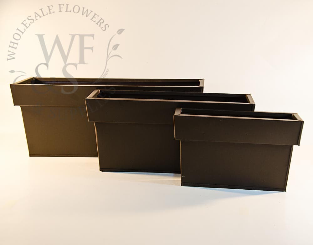 Set of Coffee Brown metal planters 