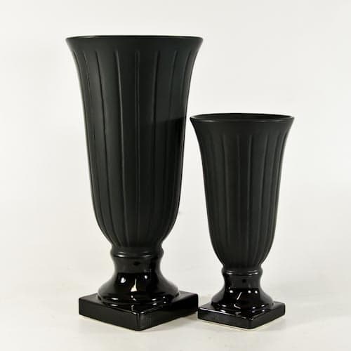 Tall Matte Black Ceramic Urn Large