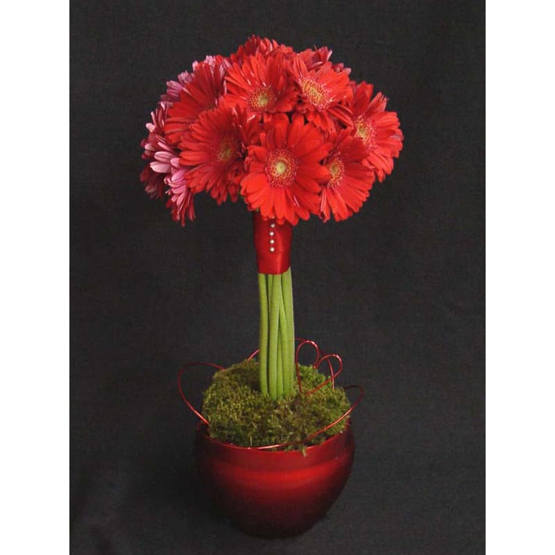 Tapered Round Ceramic w/ Red Gerber Daisy Wrap