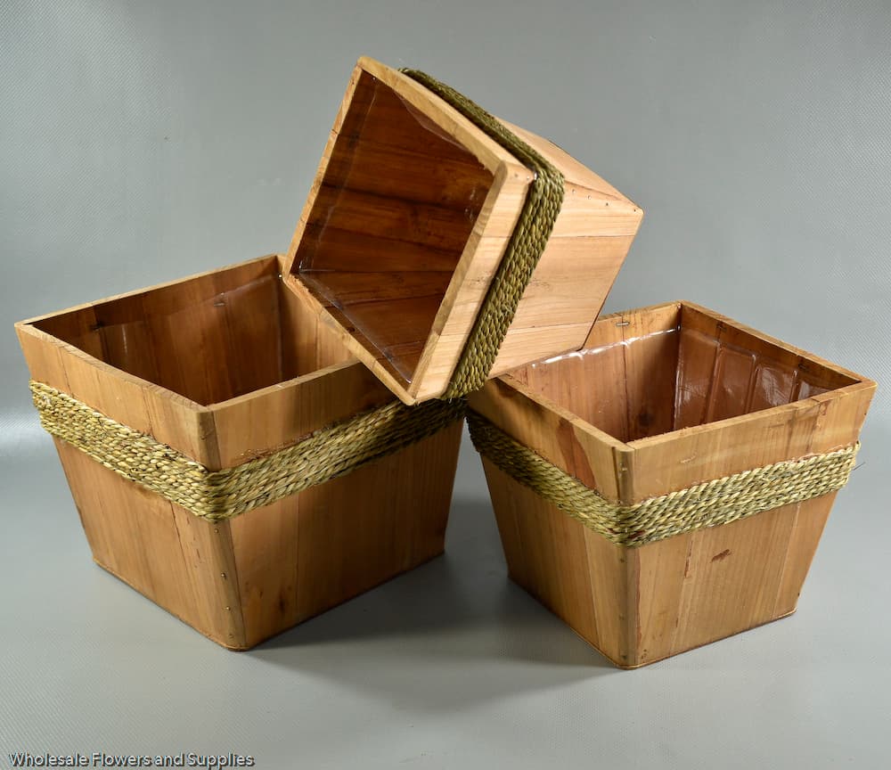 Tapered wood planter box- large 