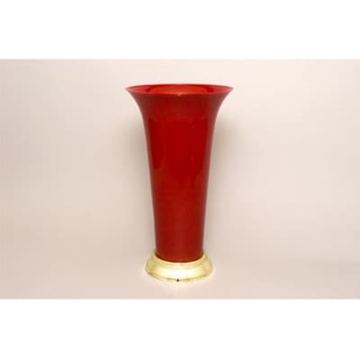 Red Trumpet Vase with a Gold or Silver Base