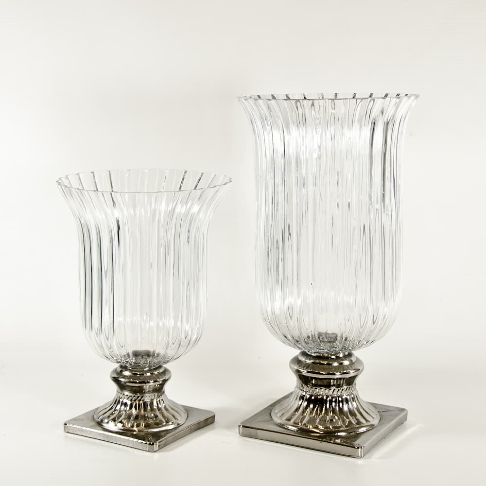 Tulip Vase with Silver Pedestal Small