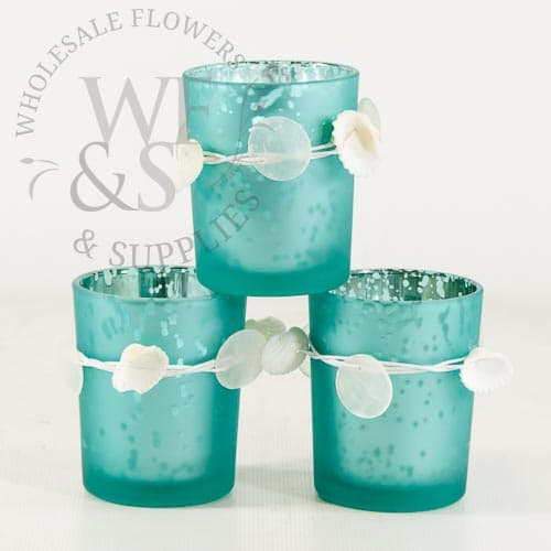 Turquoise Seashell Votive Holders 3-Pack