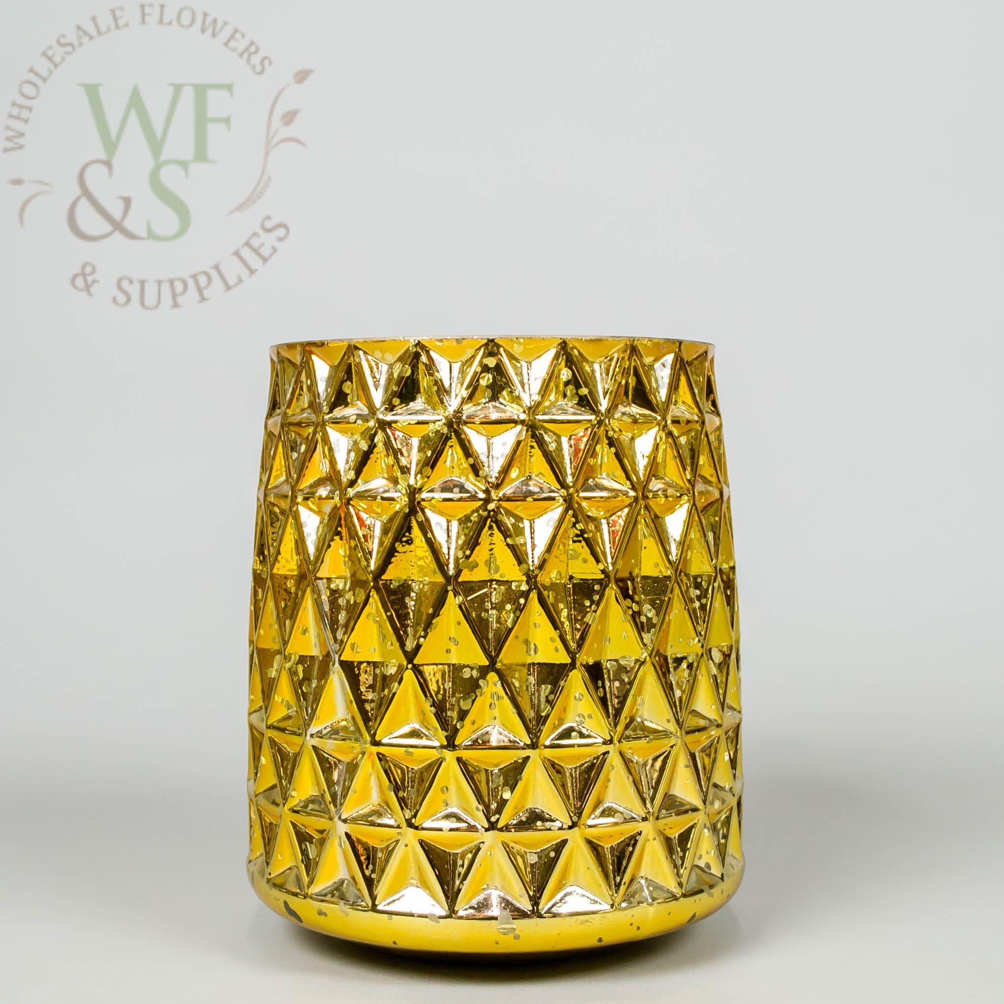 Gold  6" ?mbossed Mercury Glass Vase 