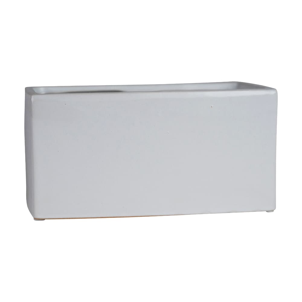 8" Matte White Rectangular Ceramic  Planter