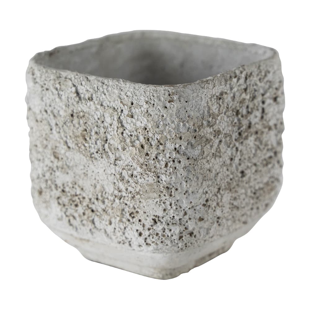 Square cement planter - white 
