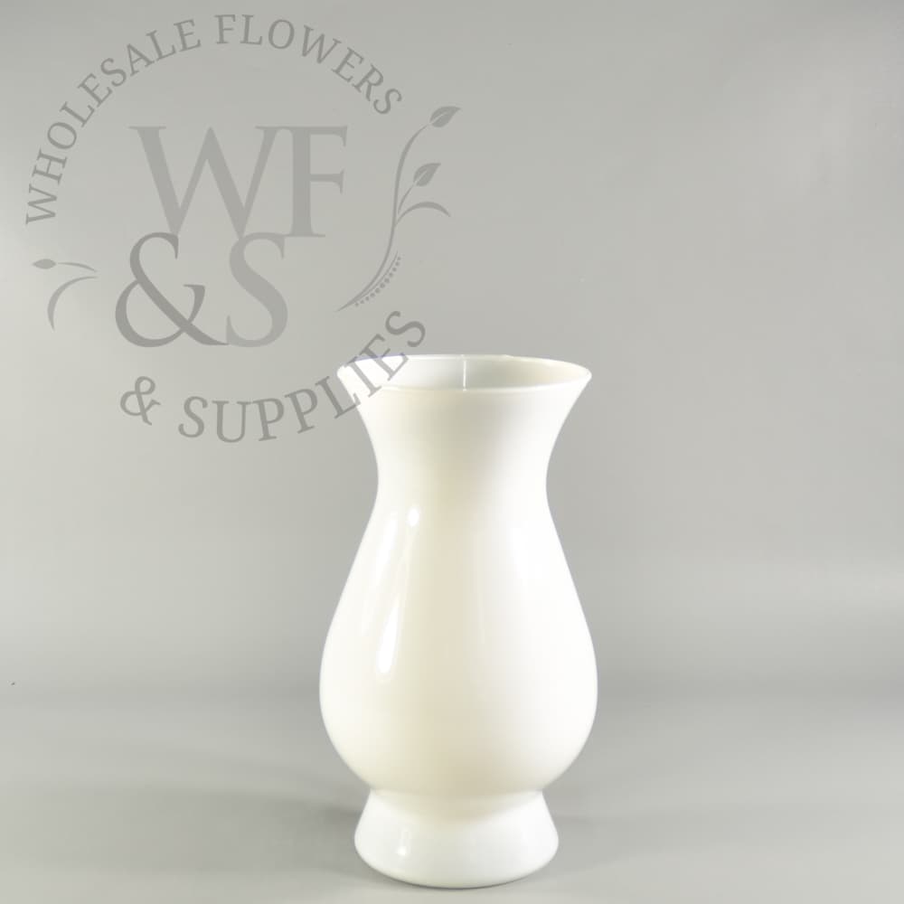 DISC 8.8" Glass Bella Vase - White 