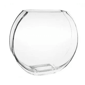 7" Flat Fish Bowl Glass Vase