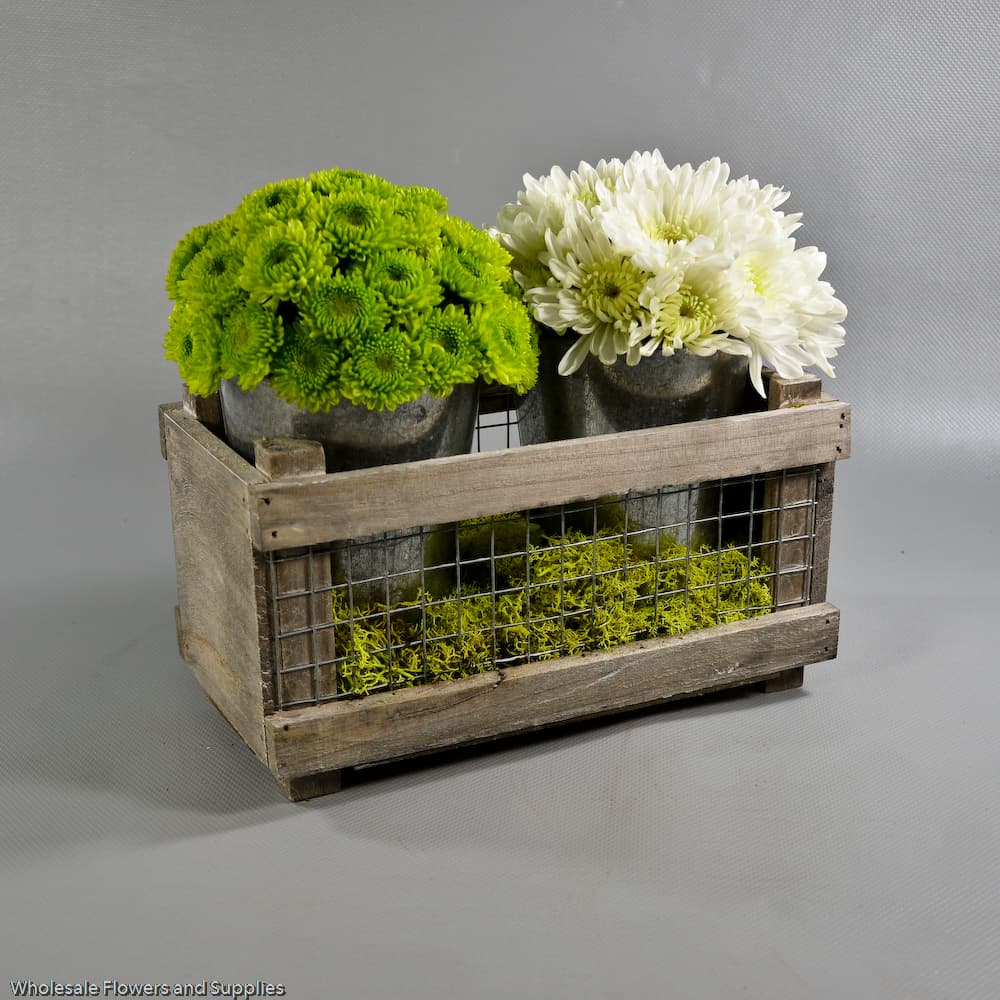 Vintage style wired cage with two pots