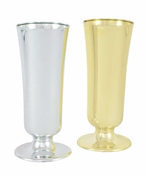  Gold or Silver Plastic Flowers vase  8"  