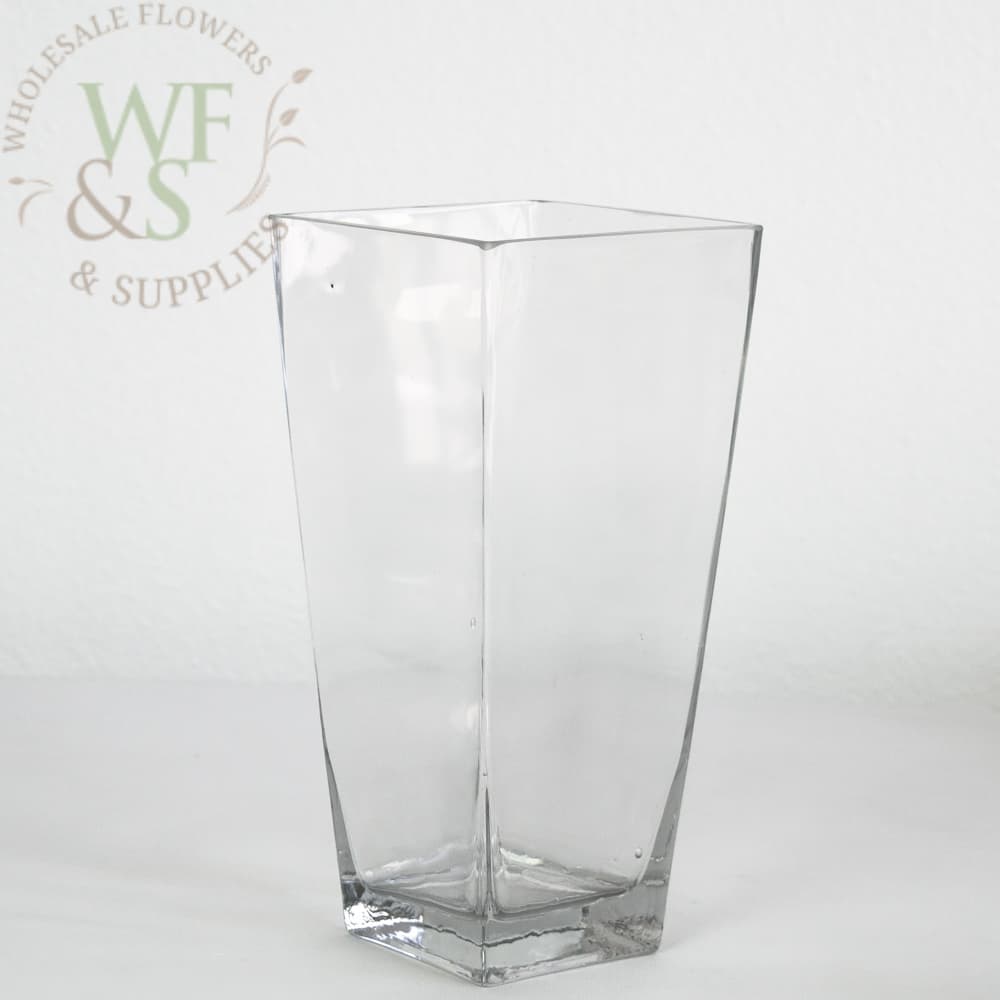 Taper Down Square Glass Vase 10"