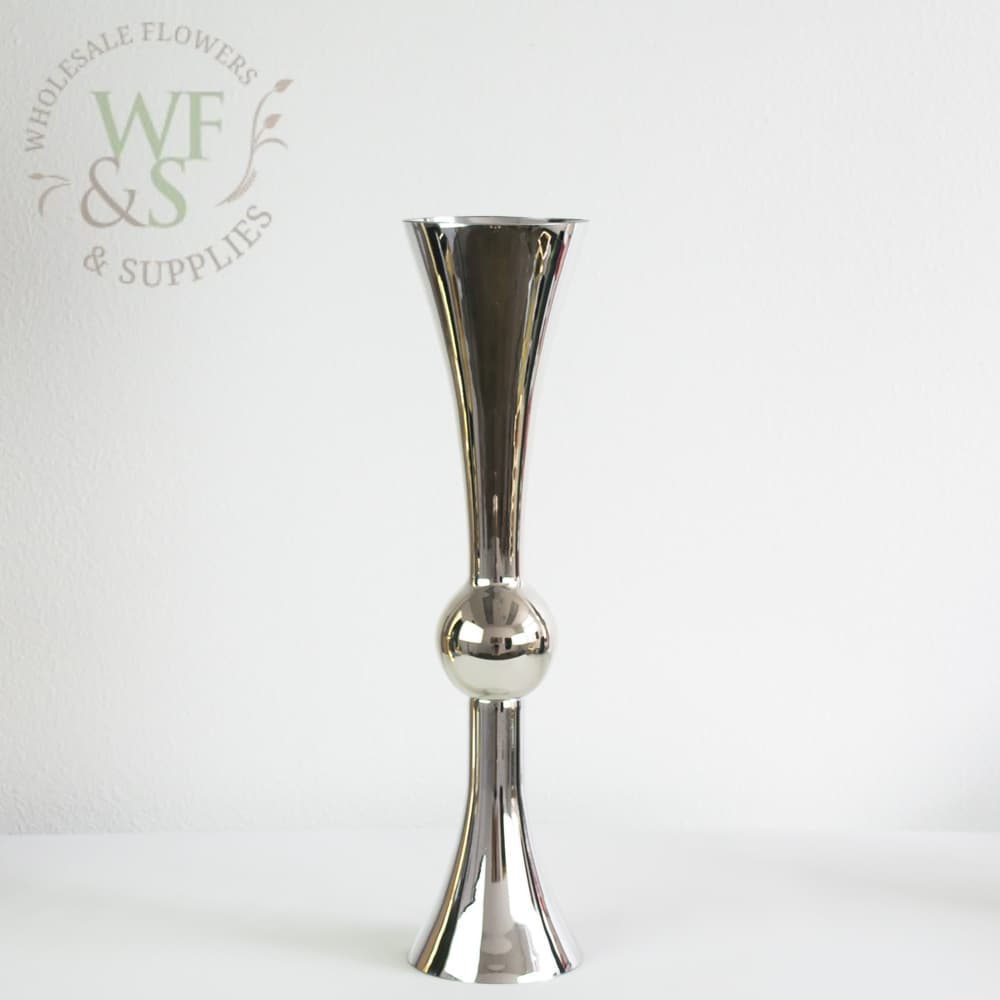 Silver Glass Trumpet Vase Double Sided 24"