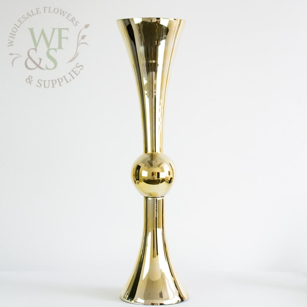 Gold Glass Trumpet Vase Double Sided 36"