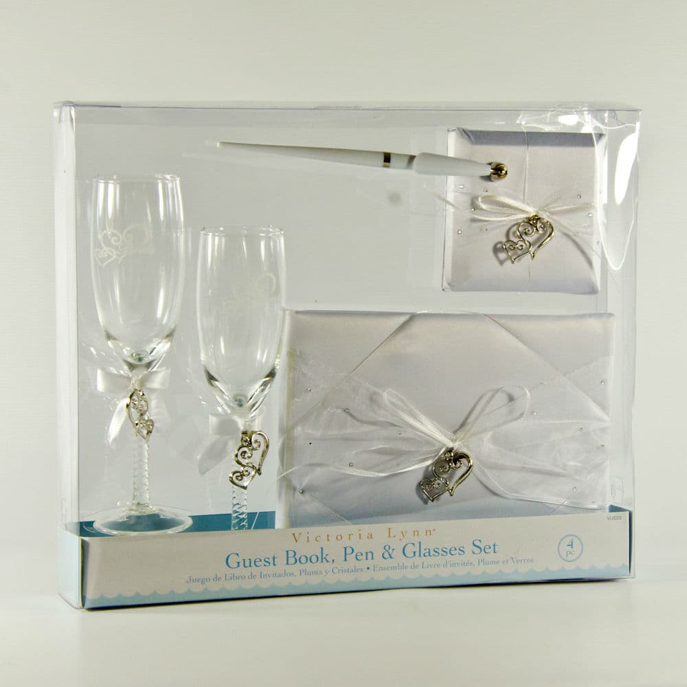 Wedding Guest Book, Pen & Flute Set