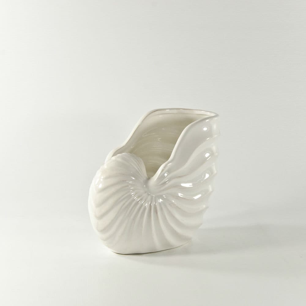 White Ceramic Nautilus Sea Shell