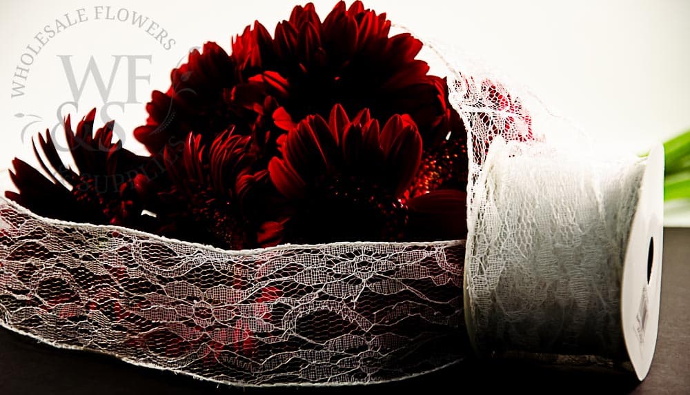 White Lace Wired Ribbon