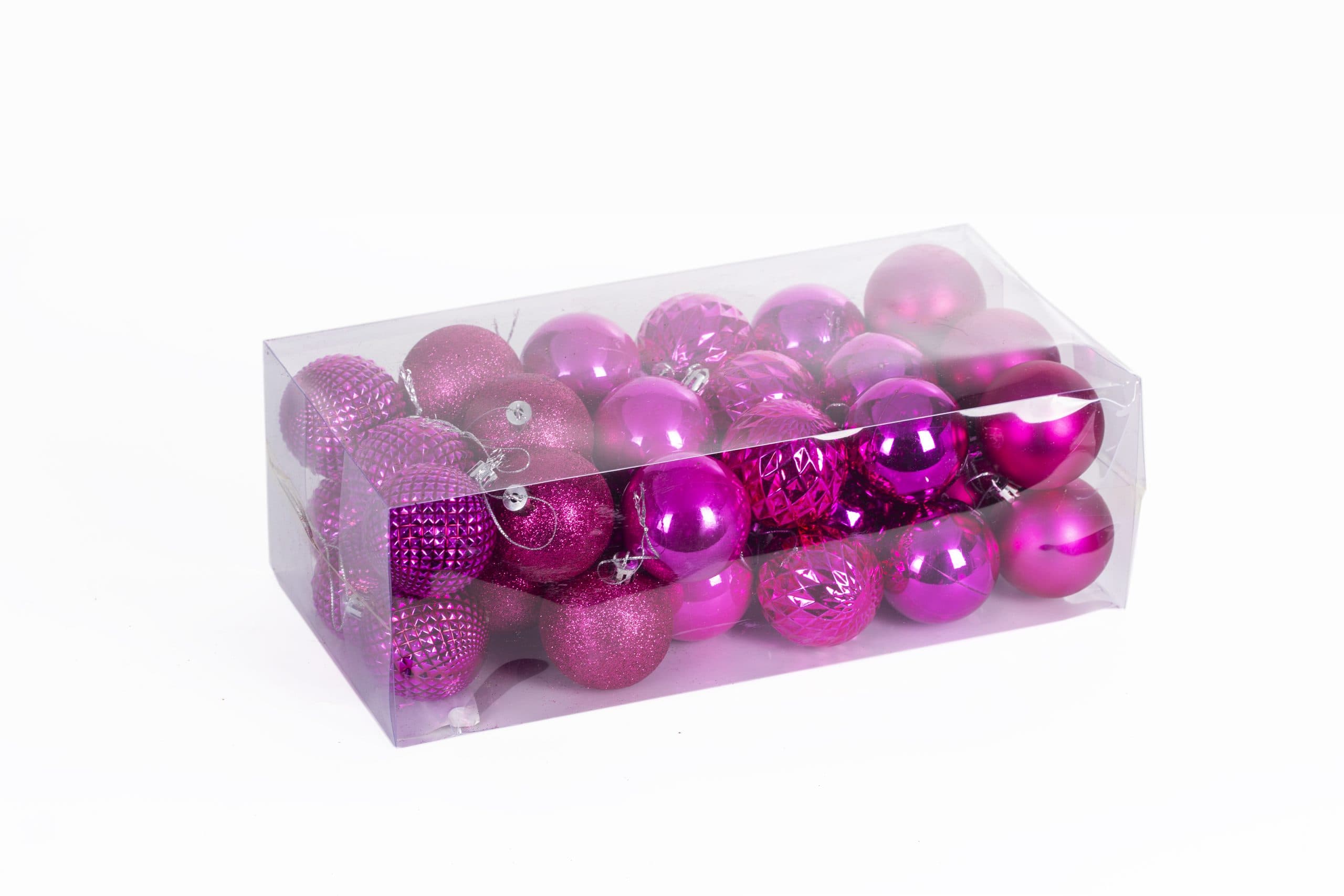 2" Fuchsia Plastic Shatterproof Christmas Ornaments - 36 Pack