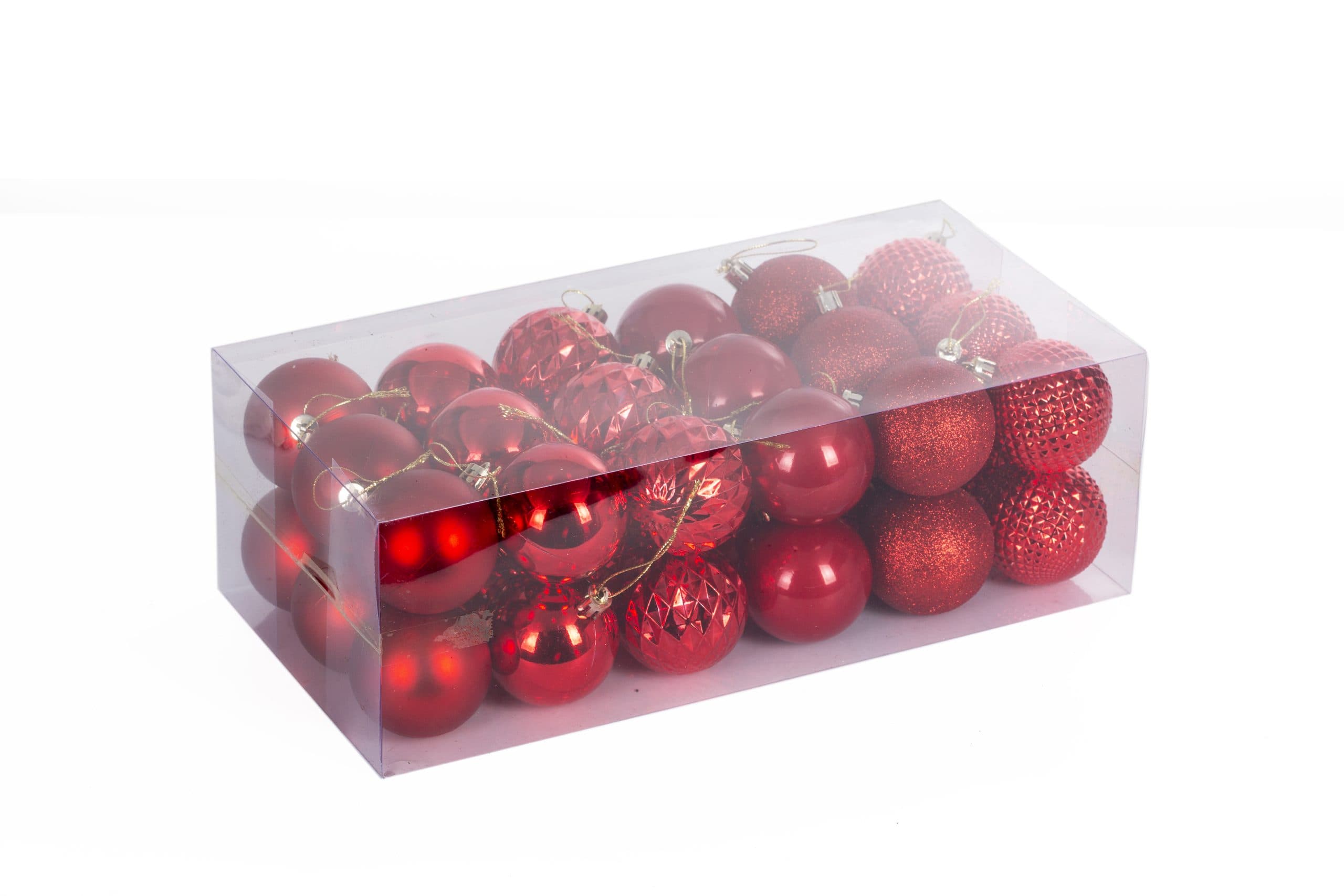 2" Red Plastic Shatterproof Christmas Ornaments- 36 Pack