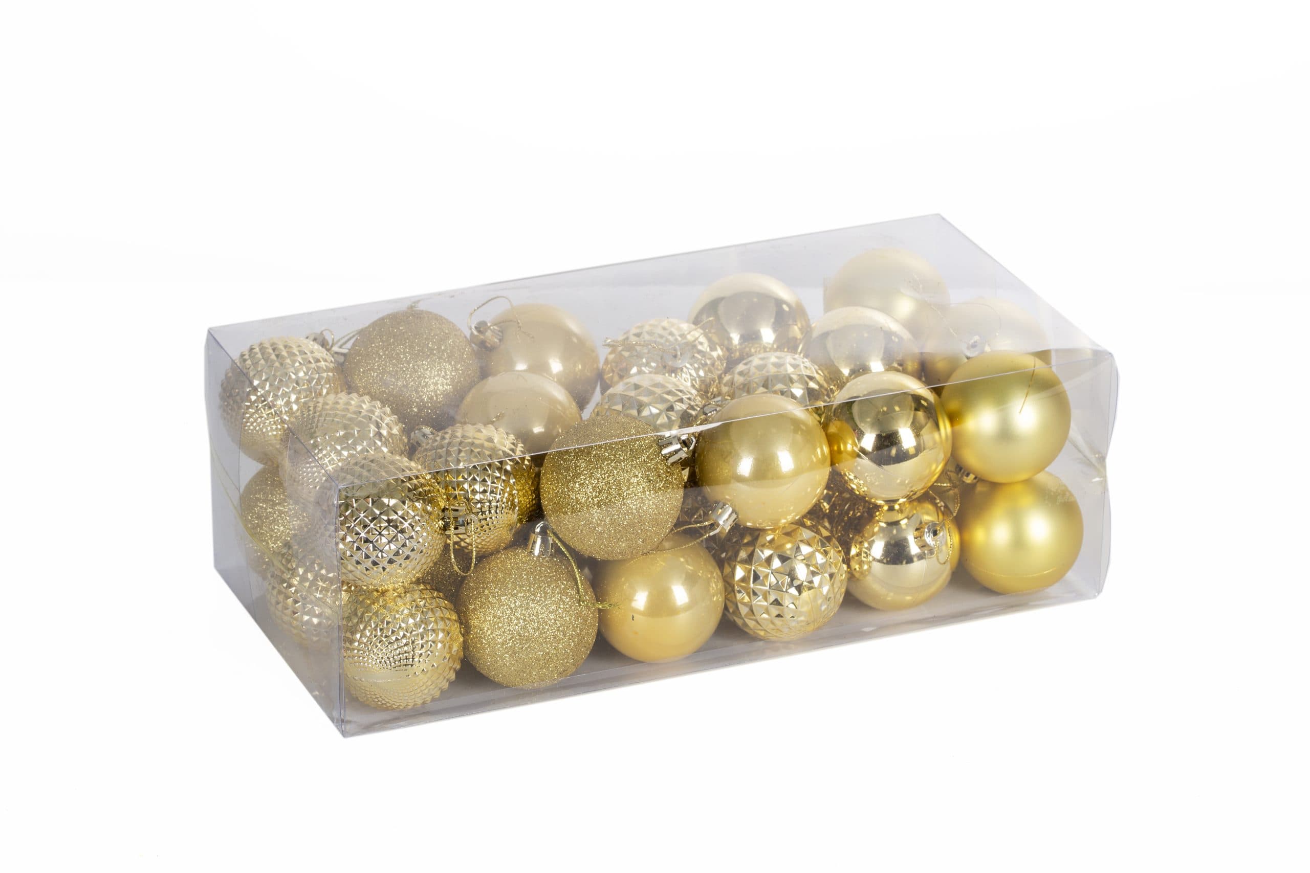 2" Gold Plastic Shatterproof Christmas Ornaments - 36 Pack