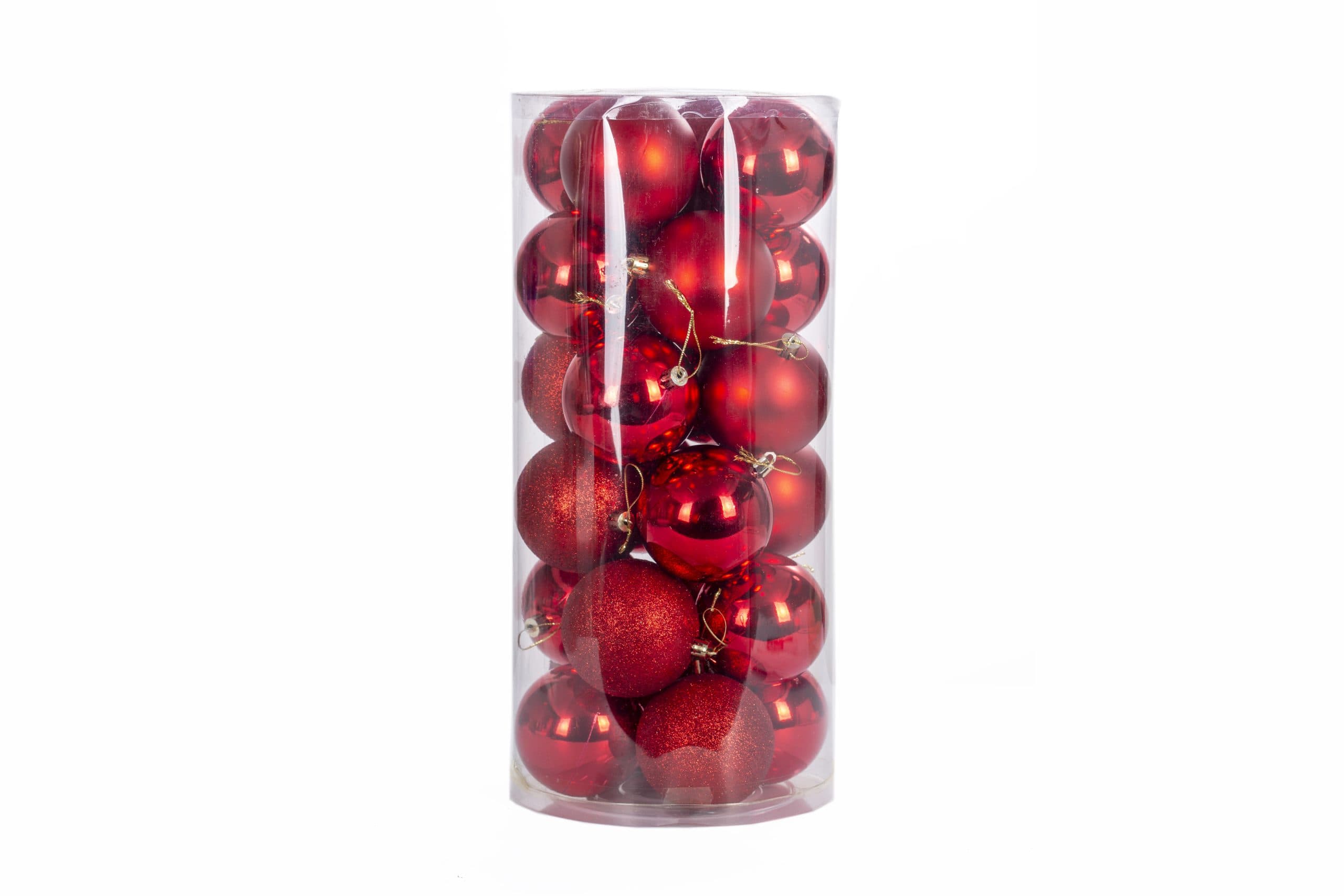 3" Red Plastic Shatterproof Christmas Ornaments - 24 Pack