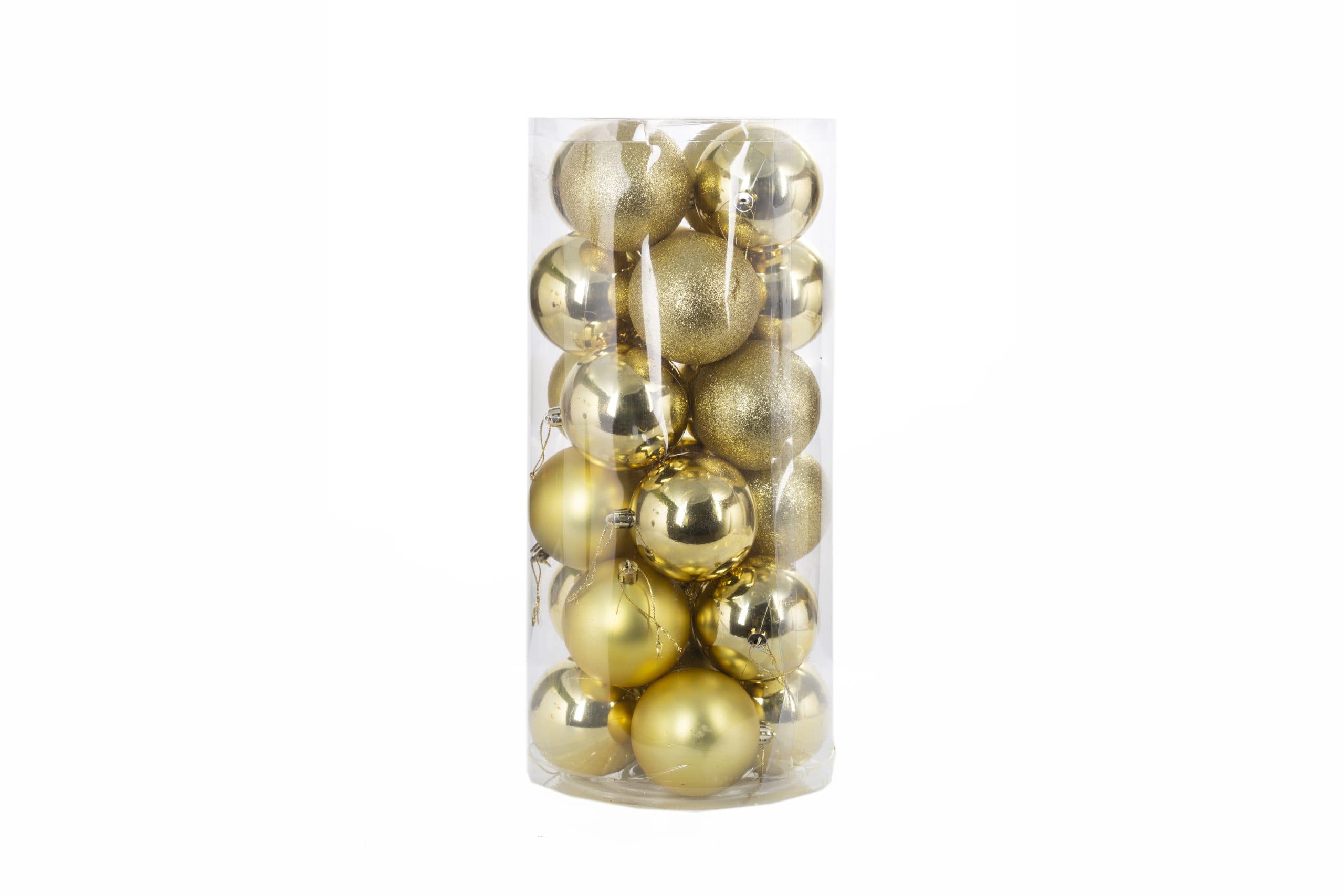 3" Gold Plastic Shatterproof Ornaments- 24 Pack