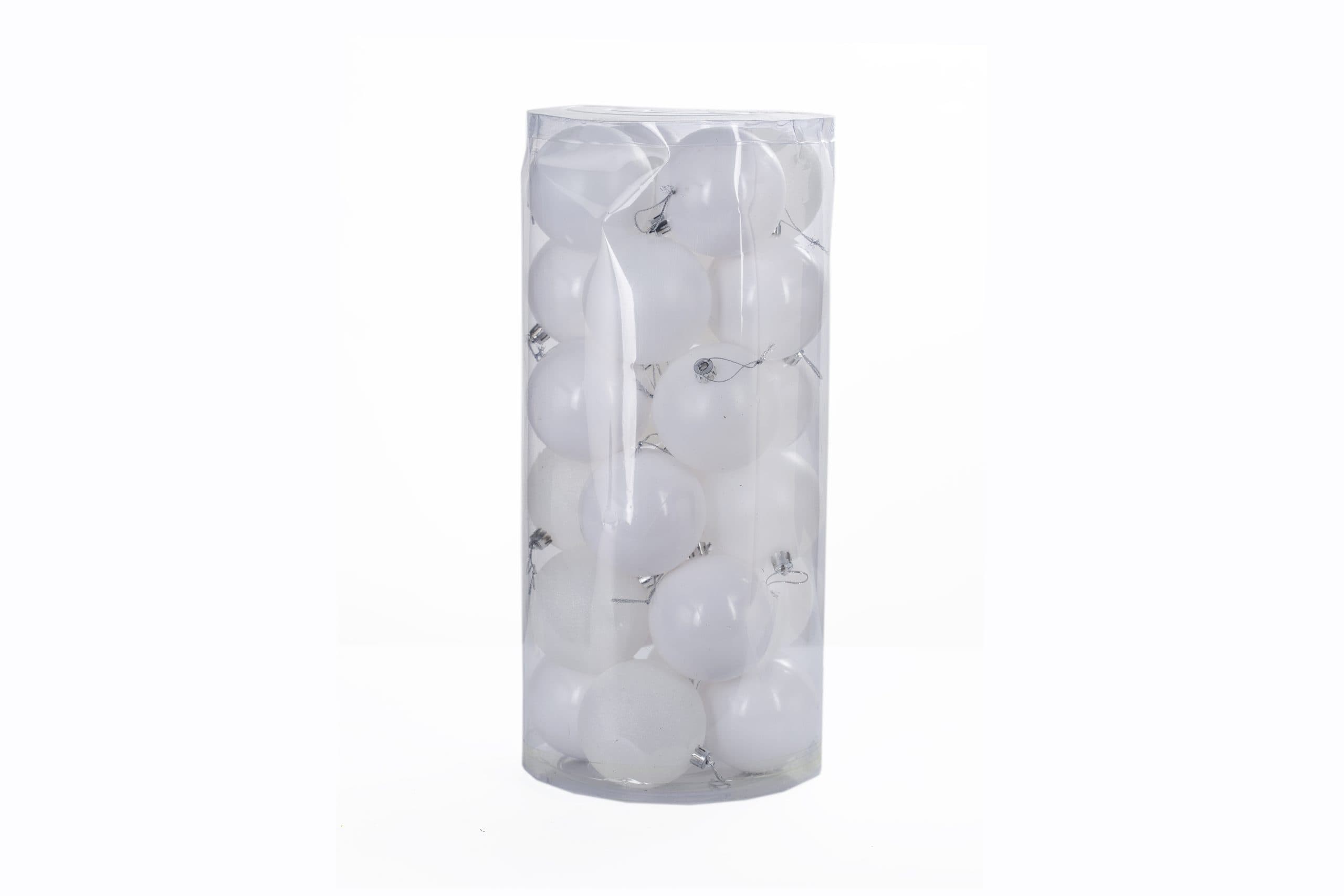 3" White Plastic Shatterproof Christmas Ornaments - 24 Pack