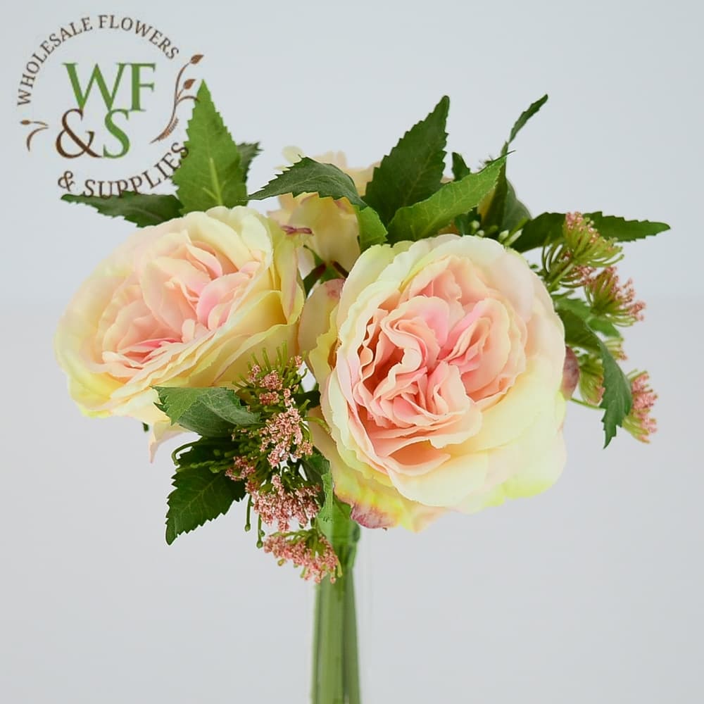 9" artificial cottage rose bouquet asf