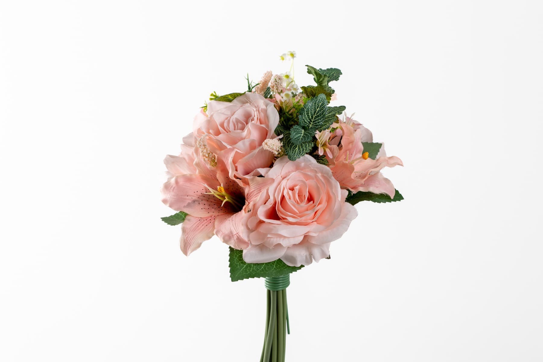 14" Blush Pink Rose Lily Bouquet