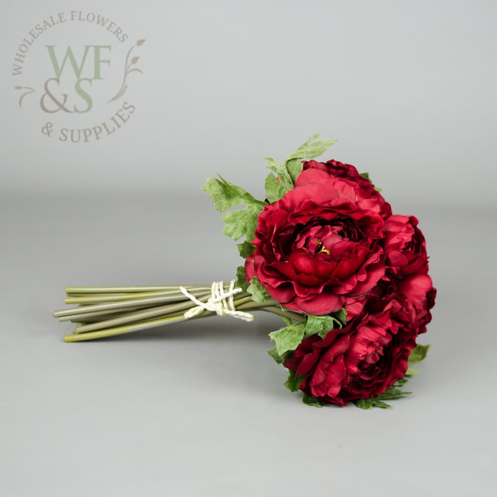 9" Artificial Ranunculus Bouquet in Red