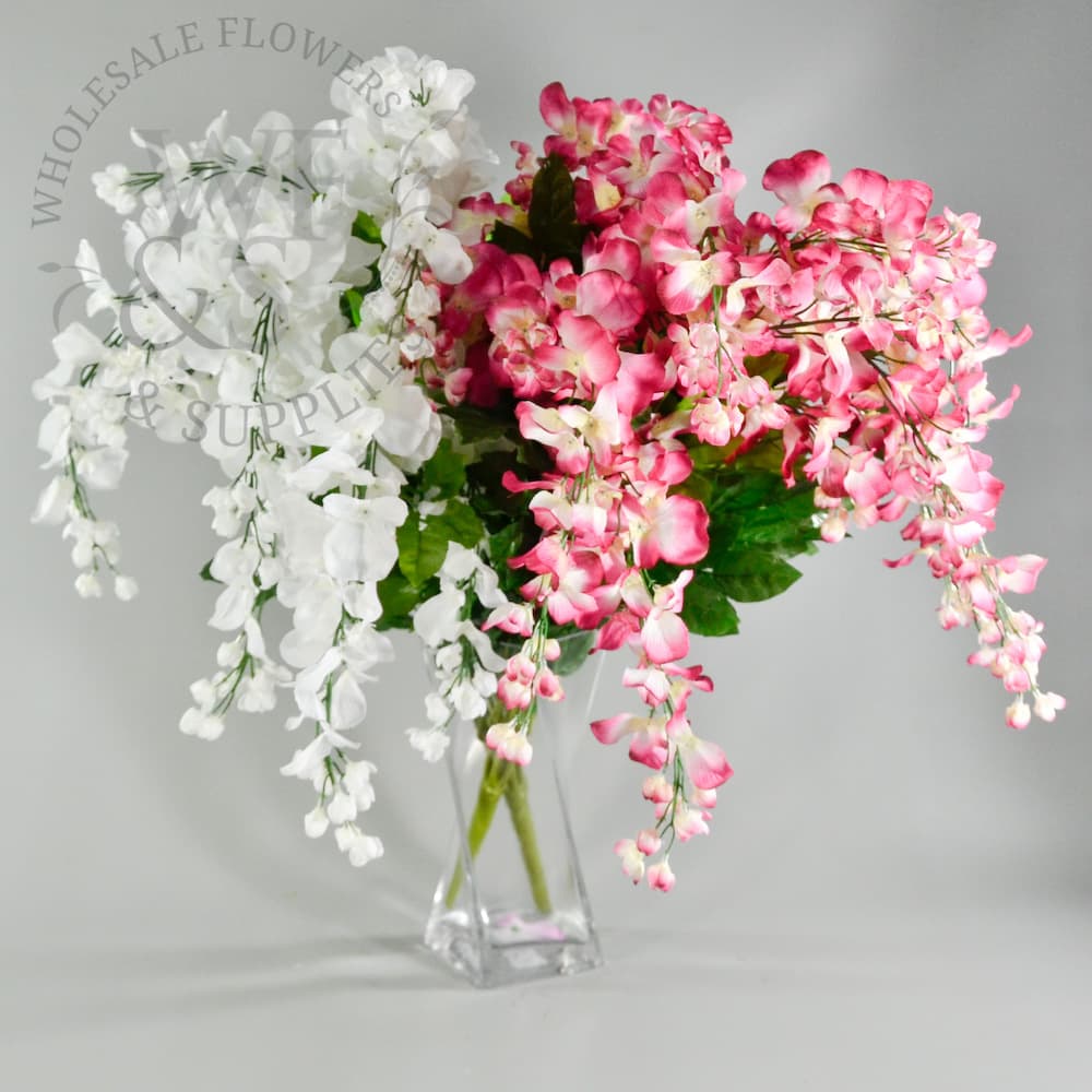 32" Long Stem Synthetic Spring Wisteria Hanging Bush