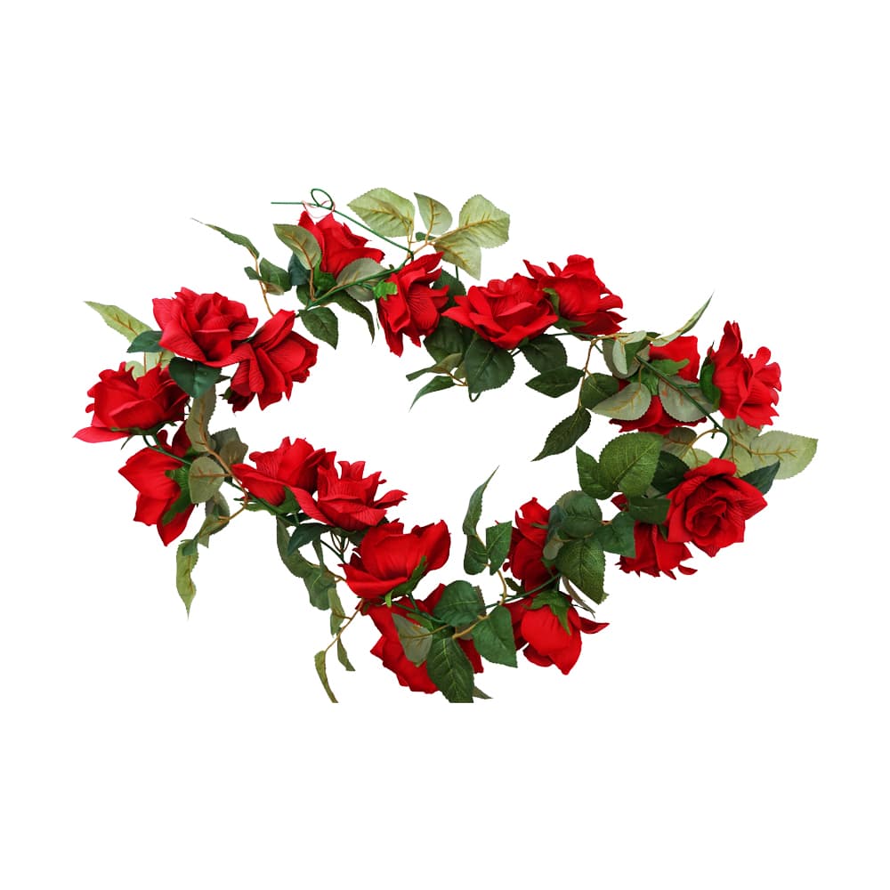 65" Artificial Red Rose Garland