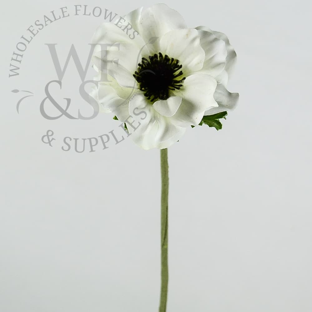 Artificial Anemone Flower Stem White 15"