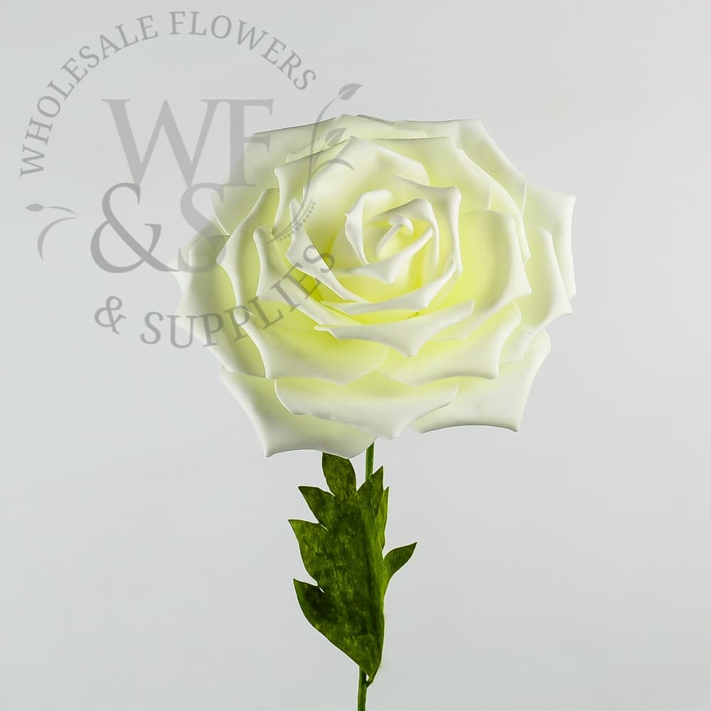 Foam Rose White Single Stem 27 inches Tall