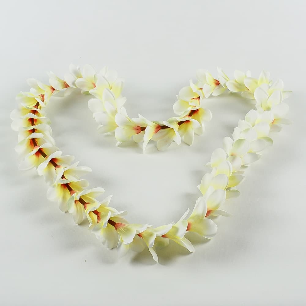 Ivory Silk Plumeria Lei 48"