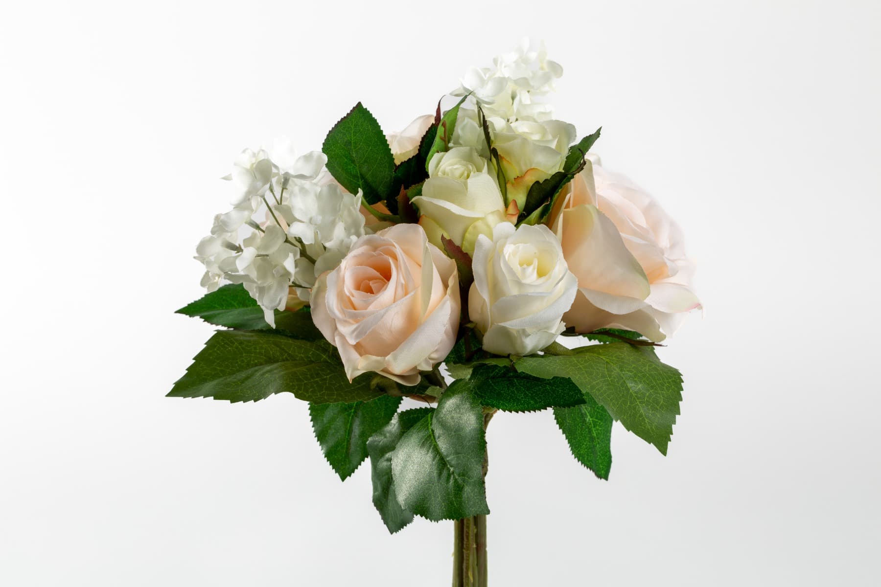 11" Pink & Cream Rose Hydrangea Bouquet