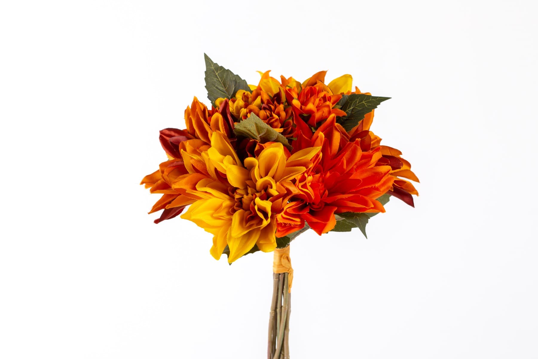12" Dahlia Artificial Flower Bouquet -Rust/Flame
