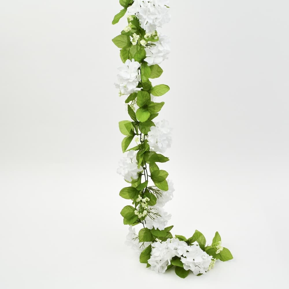 Silk Hydrangea Garland - White
