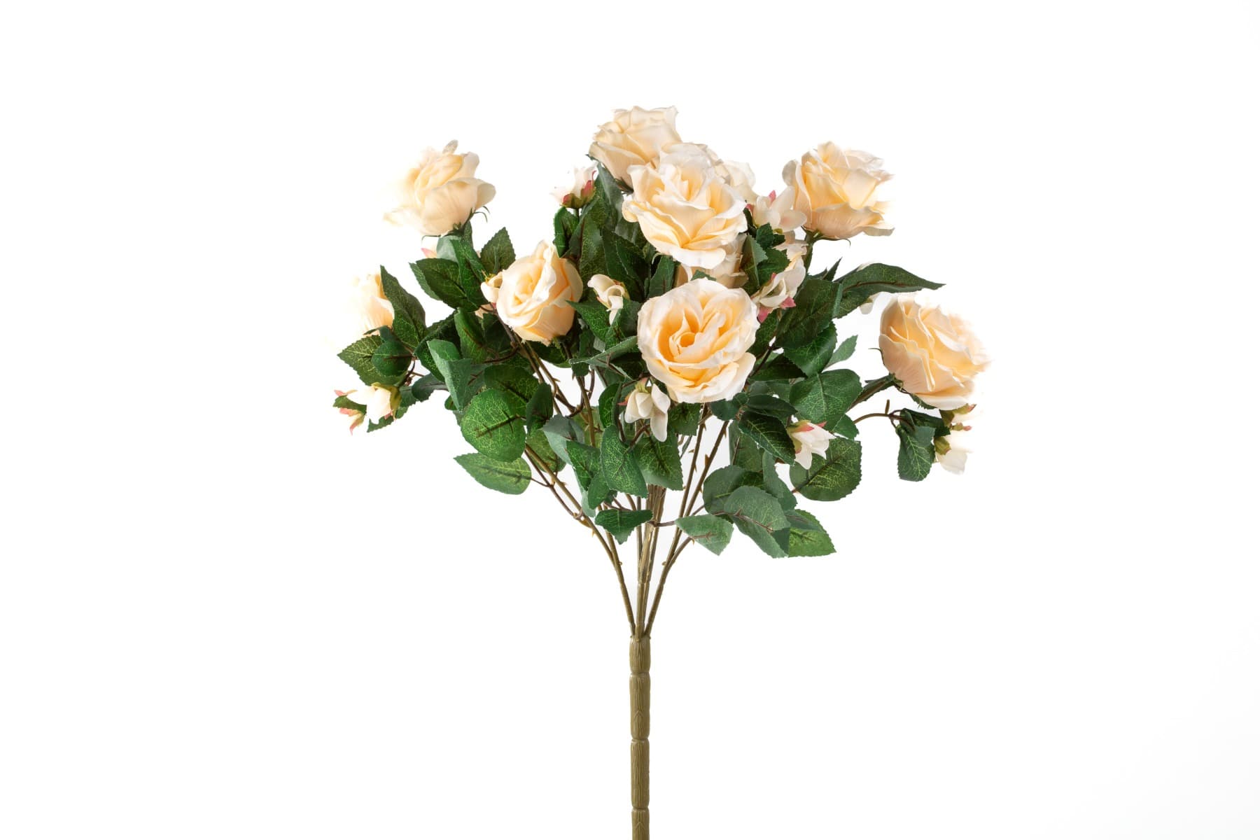 Light Peach/Beige Rose Bush X 5 w/ 15 Flowers