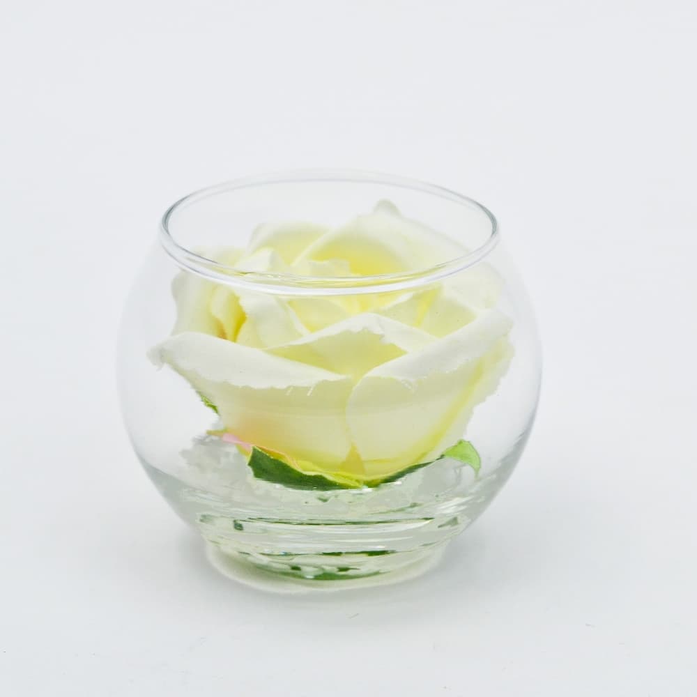 Votive with Synthetic Rose Bud