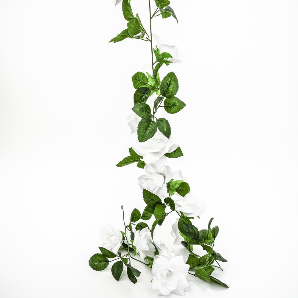 65" White Rose Garland